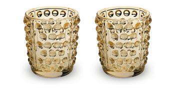 Set of 2 mossi votives in gold luster crystal gold luster - Lalique